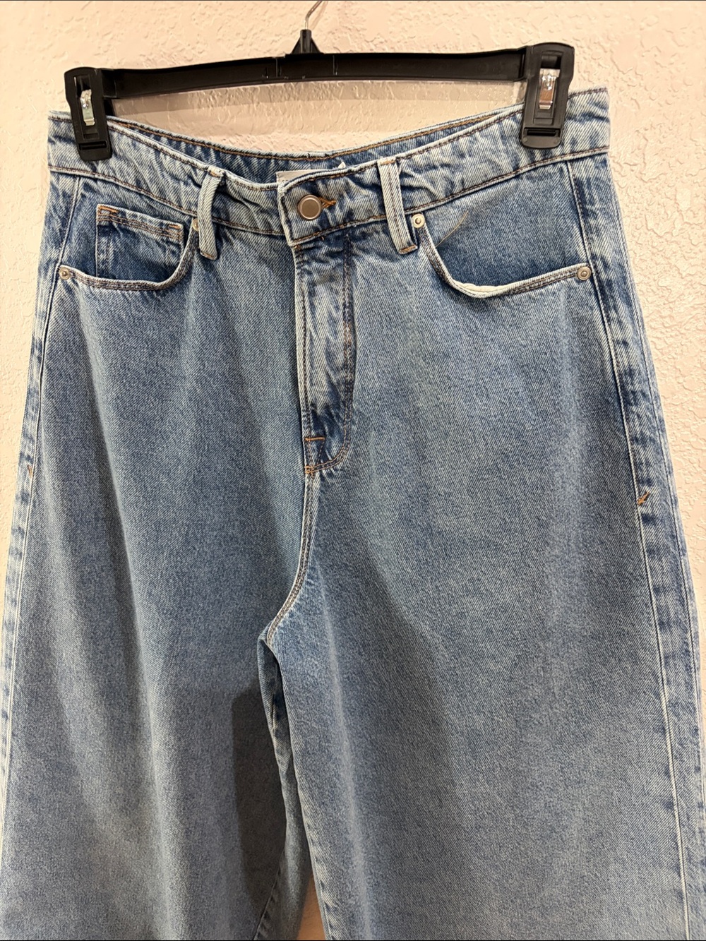 Good American,size 6/28,Women’s Paneled Wide Leg Blue Denim Jeans - Picture 3 of 17